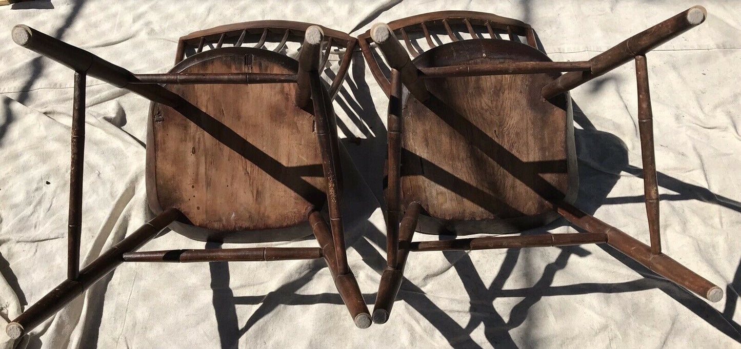 SET OF 6 PINE THUMB BACK COUNTRY PRIMITIVE ANTIQUE WINDSOR CHAIRS