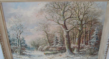 Load image into Gallery viewer, EXCELLENT OIL ON CANVAS LANDSCAPE OF FIRST SNOW ON TREES BY PV SCHAIKIR