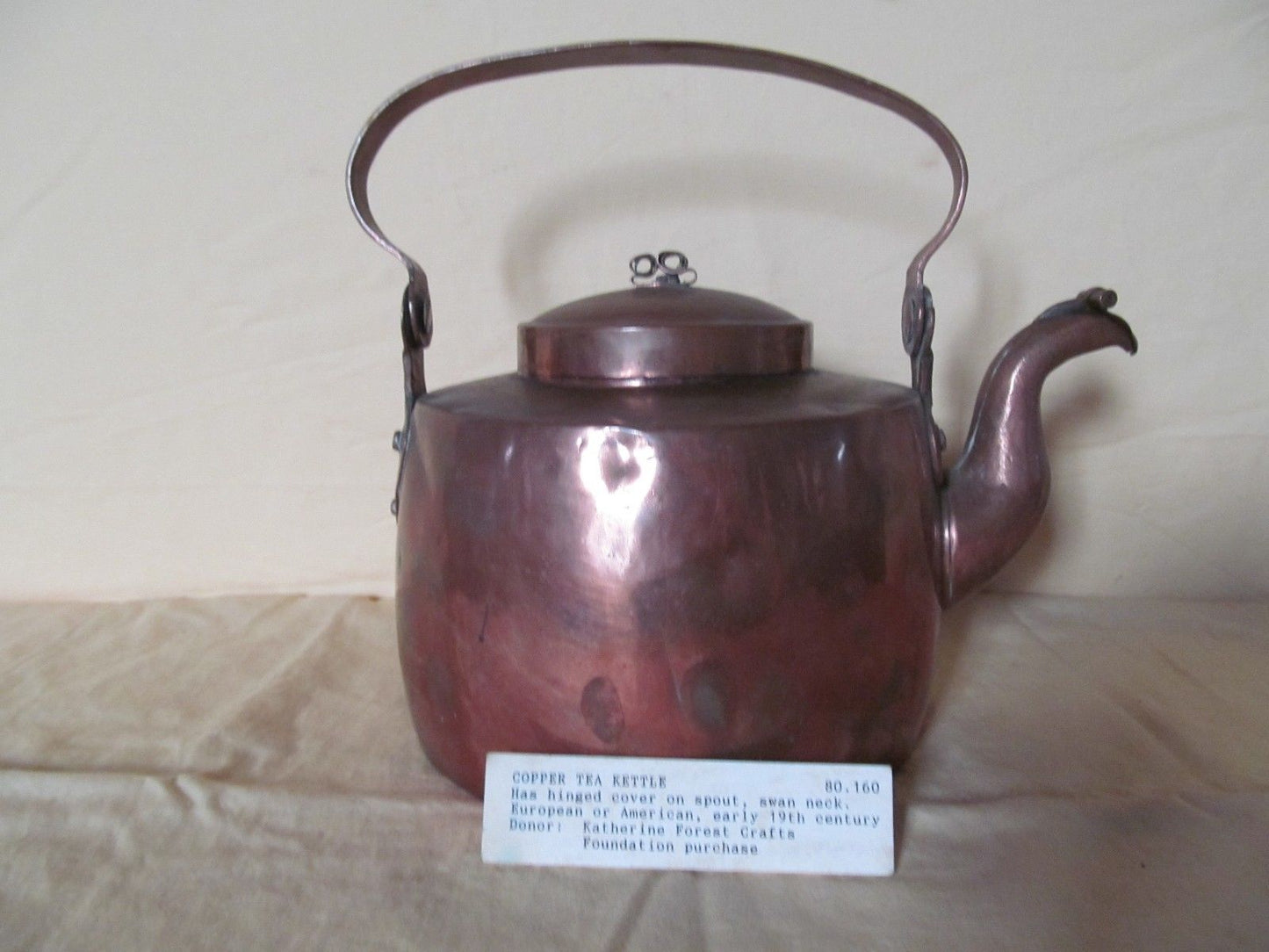 EXCELLENT 1800 LARGE COPPER TEA POT WITH COVERED SPOT