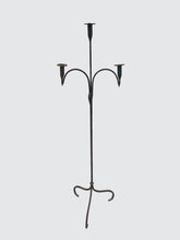 Load image into Gallery viewer, 18TH CENTURY FEDERAL TRIPLE ARM RAT TAILED SPIDER LEG WROUGHT IRON FLOOR LIGHT