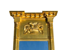 Load image into Gallery viewer, 19TH C ANTIQUE FEDERAL PERIOD BASKET OF PLENTY CARVED GILT TABERNACLE MIRROR