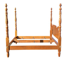 Load image into Gallery viewer, 20th C Vintage Sheraton Antique Style Carved Cherry King Size Four Post Bed