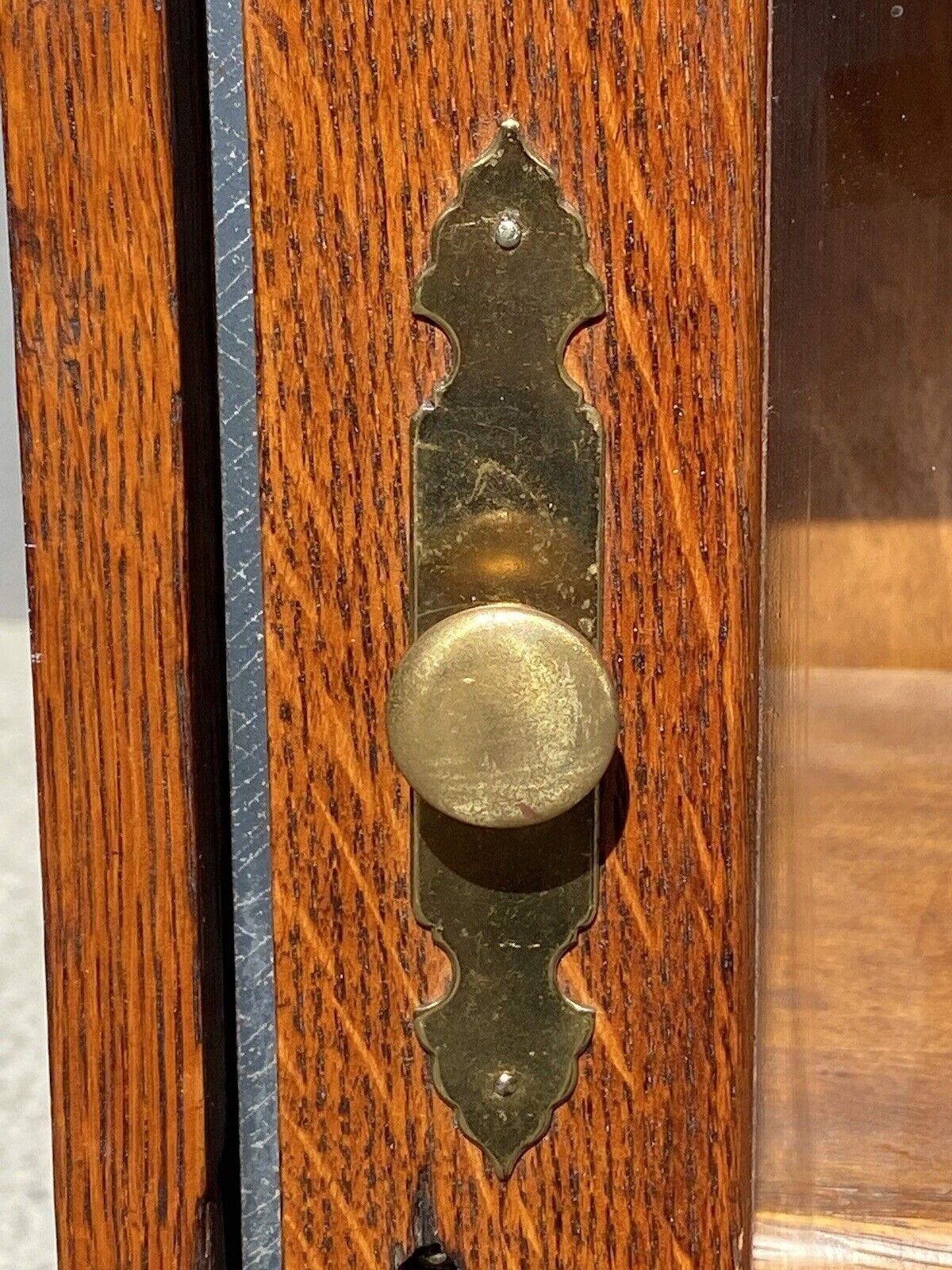 Antique Tiger Oak Larkin Single Door Bookcase / China Cabinet