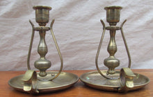 Load image into Gallery viewer, ANTIQUE GIMBEL BRASS SHIP&#39;S CANDLESTICK HOLDERS