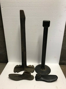 19TH C. CAST IRON COBBLERS ANVIL AND MULTIPLE IRON FORMS LOT