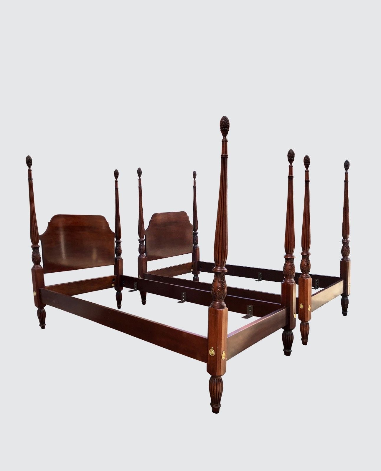 PAIR COUNCIL CRAFTSMAN FOUR POSTER TWIN MAHOGANY BEDS-THE FINEST!