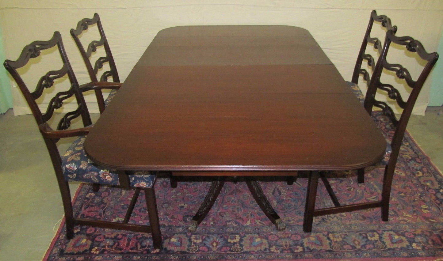 5 PIECE CHIPPENDALE STYLE MAHOGANY DINING ROOM SET BY CHARAK FURNITURE CO