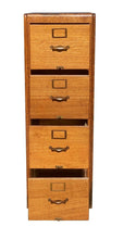Load image into Gallery viewer, 20th C Antique Arts &amp; Crafts Tiger Oak Four Drawer File Cabinet - Library Bureau