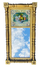 Load image into Gallery viewer, 19TH C ANTIQUE SHERATON GOLD GILT MIRROR W/ REVERSE PAINTED BASKET OF FRUIT
