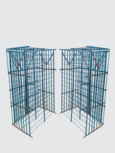 Load image into Gallery viewer, RARE &amp; IMPORTANT PAIR FRENCH ART DECO ANTIQUE IRON WINE RACKS WITH LOCKING DOORS