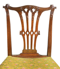 Load image into Gallery viewer, 18TH C ANTIQUE MAHOGANY CHIPPENDALE CARVED SIDE CHAIR W/ PIERCED SPLAT