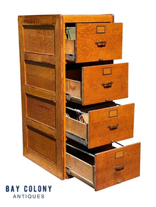 Antique Arts & Crafts Tiger Oak Legal Size File Cabinet - Library Bureau Makers