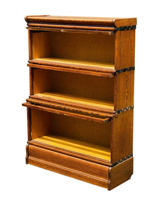 19TH C ANTIQUE ARTS & CRAFTS MACEY TIGER OAK STACKING BARRISTER BOOKCASE