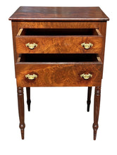 Load image into Gallery viewer, 19th C Antique Sheraton Pennsylvania Walnut 2 Drawer Worktable / Nightstand