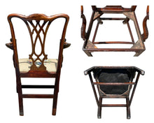 Load image into Gallery viewer, 19th C Antique Chippendale Style Carved Mahogany Desk Chair W/ Needlepoint Seat
