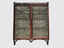 Load image into Gallery viewer, 19TH C ANTIQUE MAHOGANY CENTENNIAL CHINESE CHIPPENDALE FRETWORK WALL CABINET