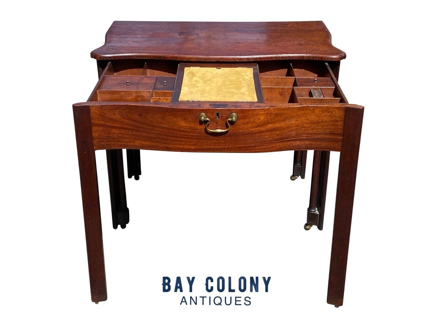 18th C Antique Irish Chippendale Mahogany Writing Desk / Dressing Table - Lowboy