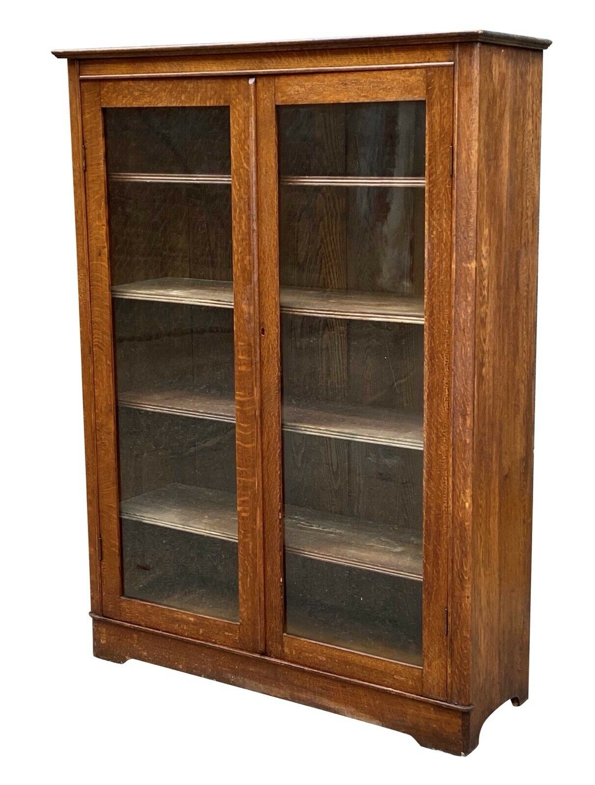 20th C Antique Arts & Crafts Tiger Oak Larkin Double Door Bookcase / Cabinet