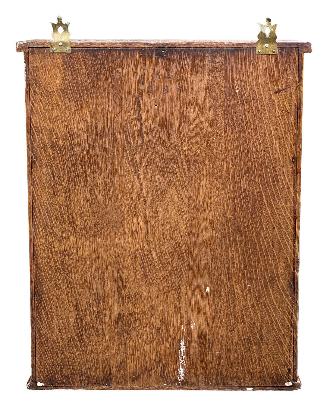 19TH C ANTIQUE VICTORIAN TIGER OAK WALL HANGING MEDICINE CABINET