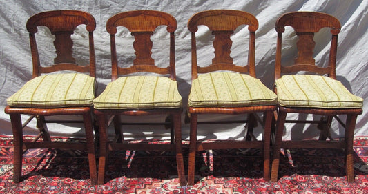 SET OF FOUR FEDERAL PERIOD TIGER MAPLE CHAIRS