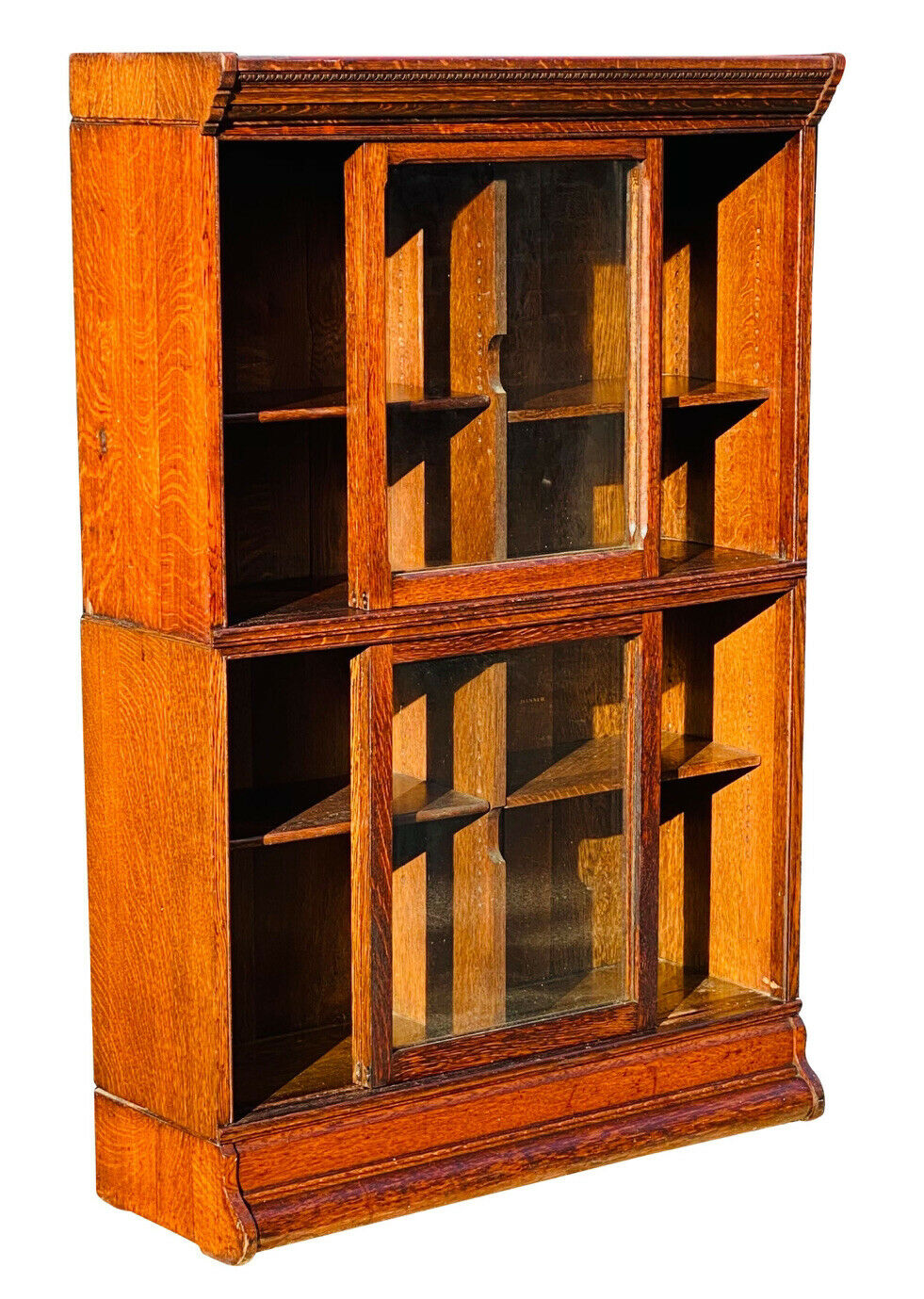 19TH C ANTIQUE VICTORIAN TIGER OAK BARRISTER BOOKCASE ~ DANNER MANUFACTURING CO