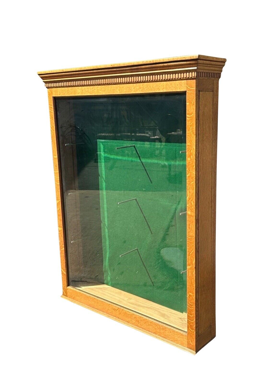 Antique Victorian Tiger Oak Display Case or Rifle Showcase With Rare Access Door