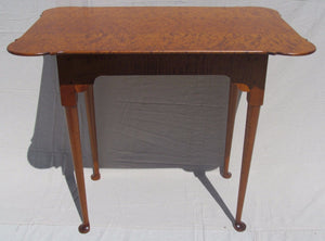 QUEEN ANNE STYLE ELDRED WHEELER QUILTED & TIGER MAPLE PORRINGER TOP TABLE
