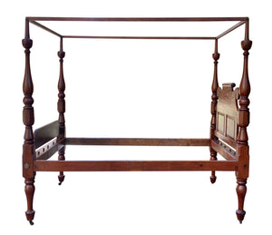 19th C Antique Country Sheraton Cherry Four Post Tester Bed / Canopy Bed