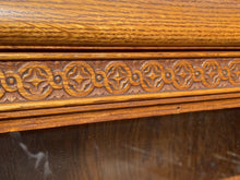 Load image into Gallery viewer, 19TH C ANTIQUE VICTORIAN OAK SINGLE DOOR GUILLOCHE CARVED BOOKCASE