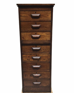 19TH C VICTORIAN ANTIQUE INDUSTRIAL OAK MAP / LATERAL FILE CABINET