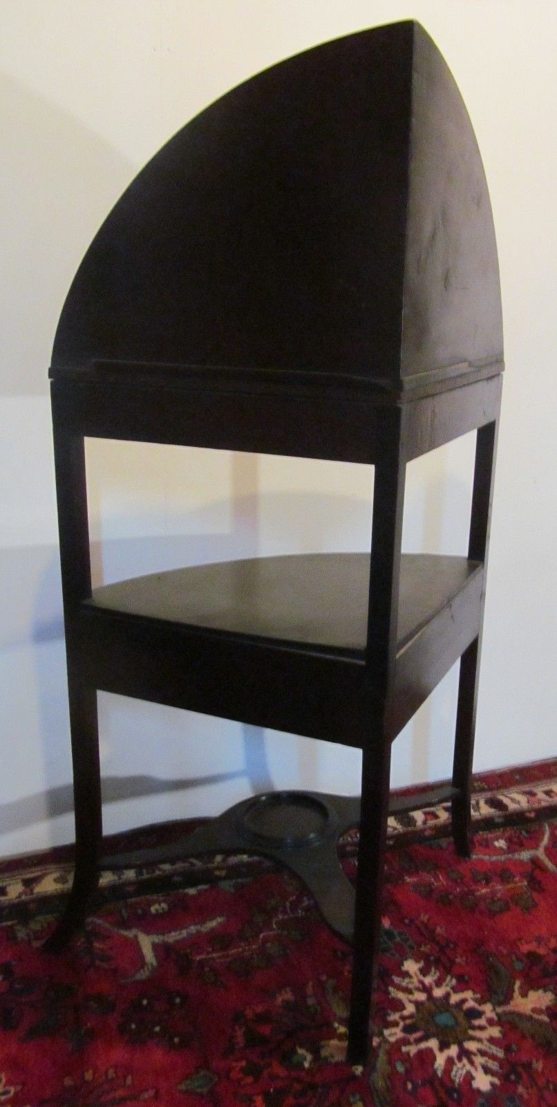 GEORGE III PERIOD MAHOGANY CORNER STAND W/ONE DR & PLANTER STRETCHER BASE