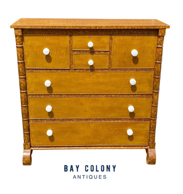 19th Century Grain Painted Antique Chest of Drawers in Desirable Mustard Surface