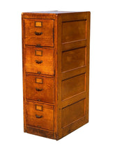 Load image into Gallery viewer, 20TH C ANTIQUE LIBRARY BUREAU MAKERS ARTS &amp; CRAFTS 4 DRAWER OAK FILE CABINET