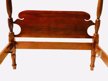 Load image into Gallery viewer, 20TH C SHERATON ANTIQUE STYLE MAHOGANY QUEEN SIZE FOUR POST ROPE CARVED BED
