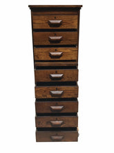 Load image into Gallery viewer, 19TH C VICTORIAN ANTIQUE INDUSTRIAL OAK MAP / LATERAL FILE CABINET