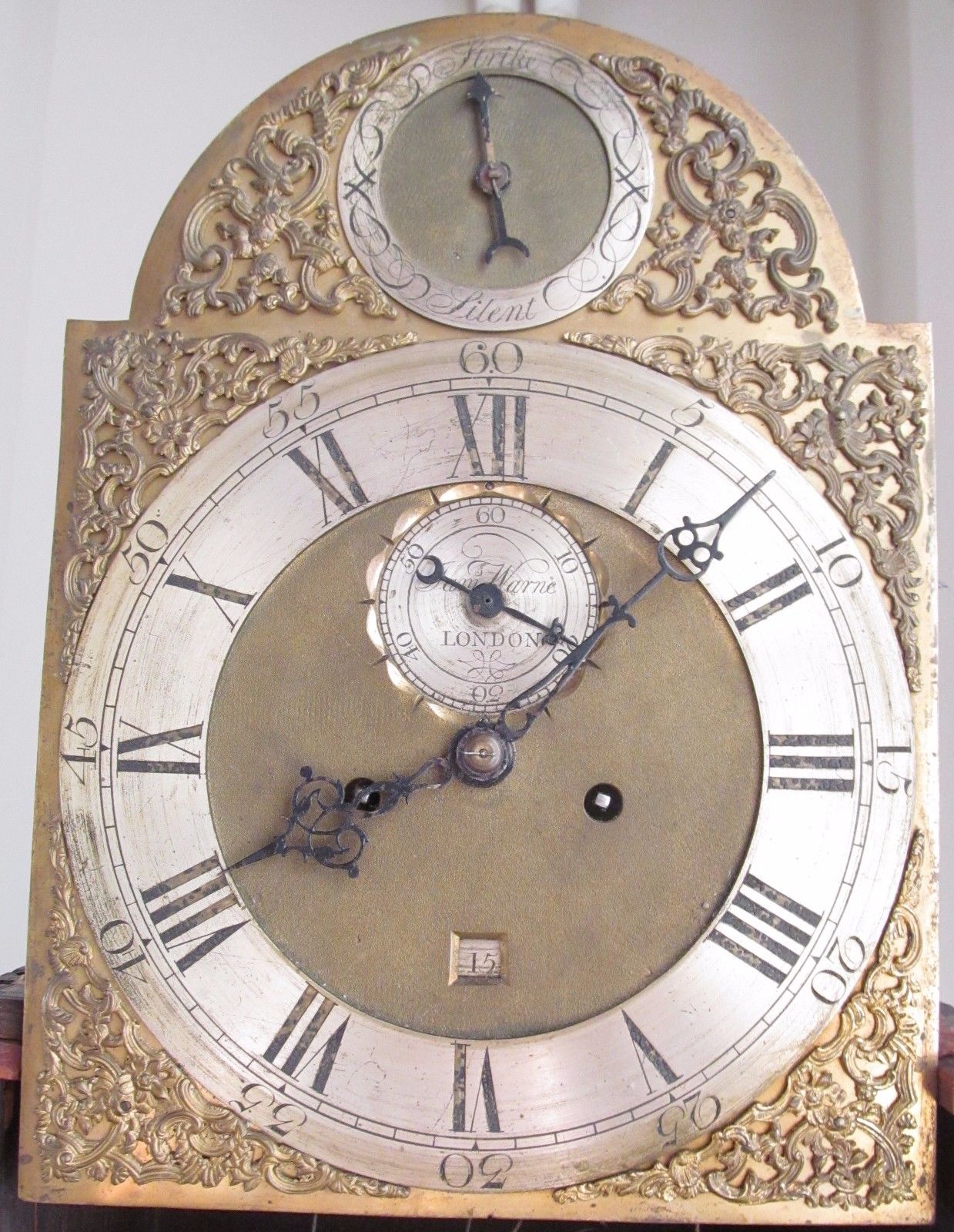 18TH CENTURY CHIPPEDALE PERIOD TALL CASE CLOCK WITH BRASS SAM WERNE MOVEMENT