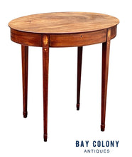 Load image into Gallery viewer, 19th C Antique Federal Period Oval Mahogany Work Table - Conch Shell Inlay