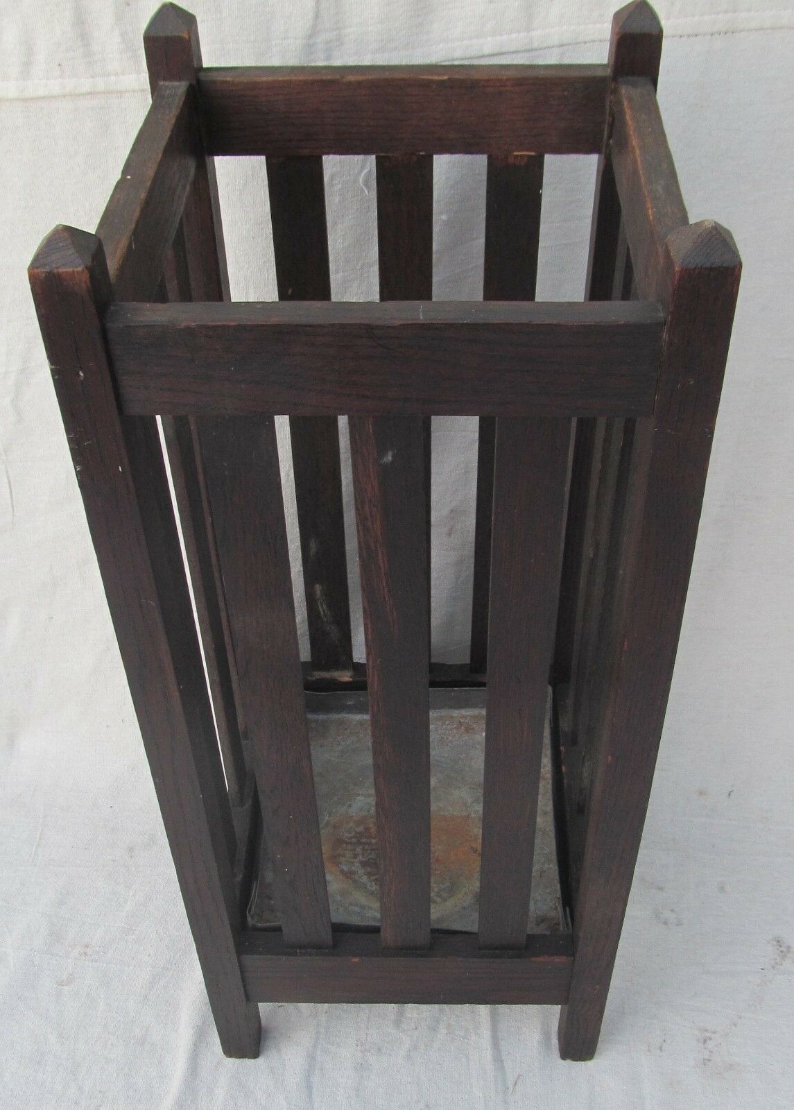 ARTS & CRAFTS PERIOD MISSION OAK UMBRELLA STAND ALL ORIGINAL