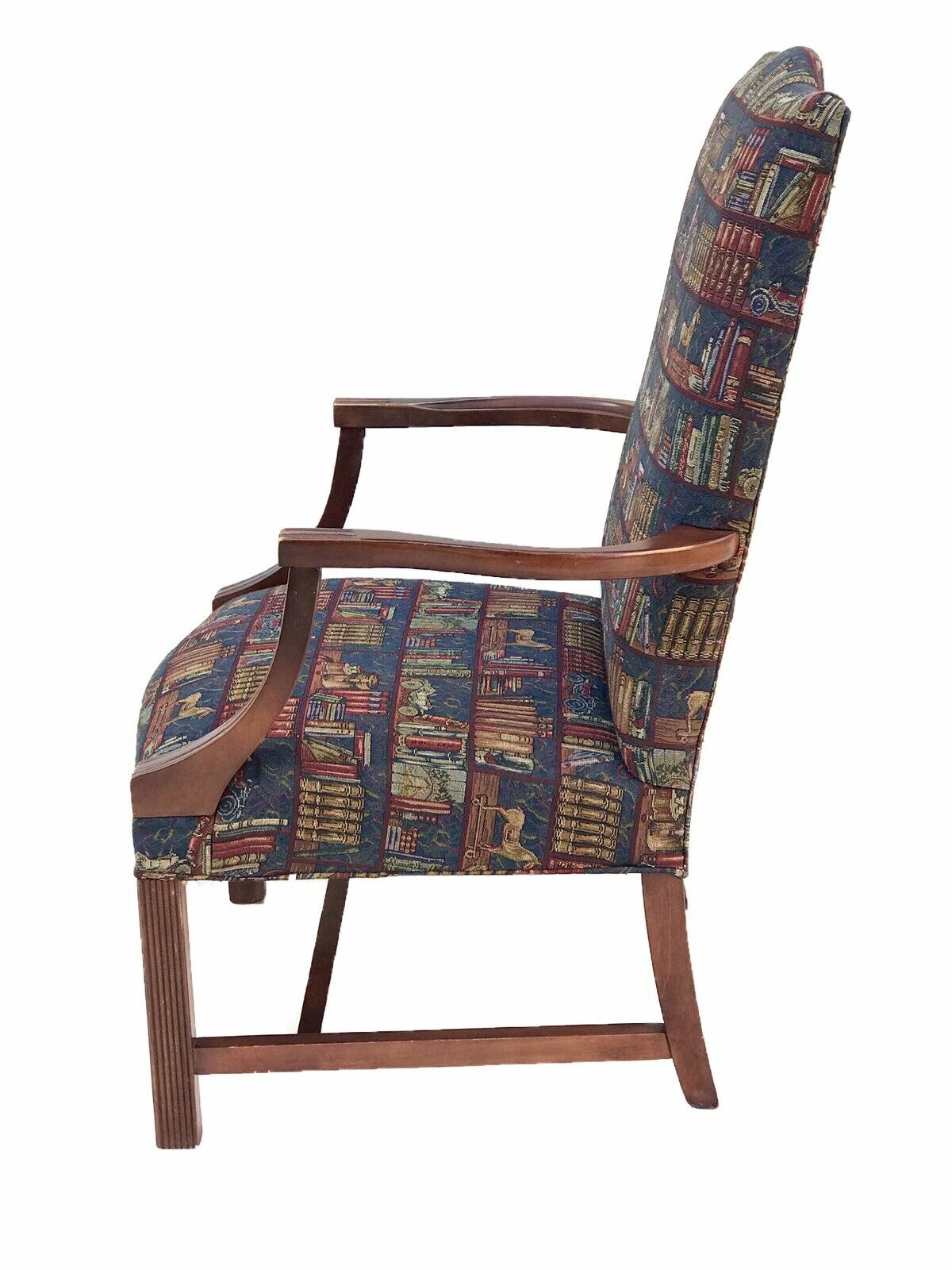 20TH C CHIPPENDALE ANTIQUE STYLE LIBRARY ARM CHAIR / LOLLING CHAIR