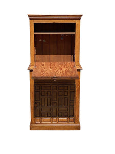 Antique Arts & Crafts Oak Liquor Cabinet With Geometric Panel Doors - Rare Size