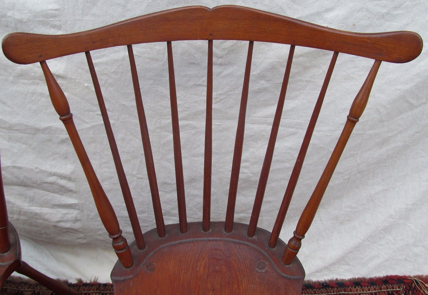 REMARKABLE PAIR OF RARE FEDERAL PERIOD WINDSOR FAN BACK CHAIRS