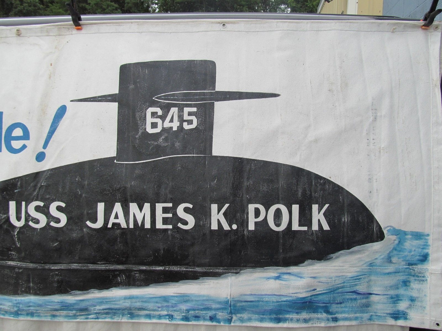 RARE CHRISTENING BANNER FOR THE NUCLEAR ATTACK SUBMARINE JAMES K POLK SSBN 645