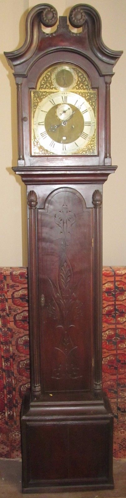 18TH CENTURY CHIPPEDALE PERIOD TALL CASE CLOCK WITH BRASS SAM WERNE MOVEMENT