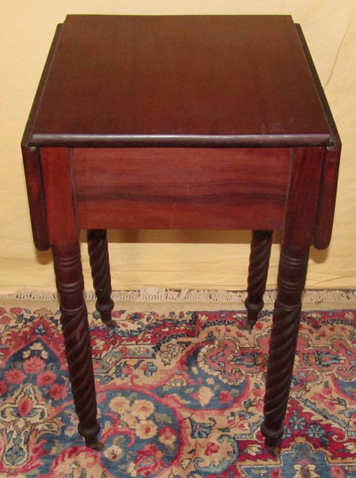 FINE SHERATON PERIOD DIMINUTIVE SALEM MASSACHUSETTS MAHOGANY WORK TABLE-ORIGINAL