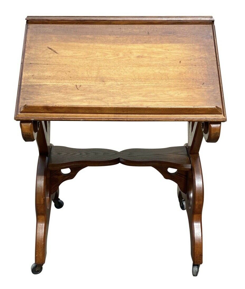 19TH C ANTIQUE VICTORIAN OAK & WALNUT DRAFTING TABLE / DICTIONARY STAND