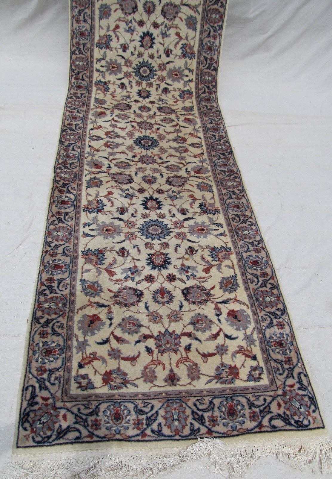 IVORY KASHAN RUNNER WITH SHAH ARABESQUE & FLORAL DESIGNS 12'6" x 2'7"