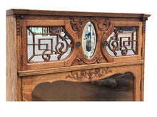 Load image into Gallery viewer, 19TH C VICTORIAN BEVELED MIRROR SINGLE DOOR ANTIQUE OAK BOOKCASE  ~ MINT