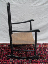 Load image into Gallery viewer, 18th CENTURY QUEEN ANNE PERIOD ROCKING ARM CHAIR IN ORIGINAL BLACK PAINT