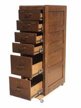 Load image into Gallery viewer, 20TH C ANTIQUE ARTS &amp; CRAFTS / MISSION OAK 6 DRAWER FILE CABINET ~LIBRARY BUREAU