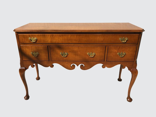 EARLY BAKER FURNITURE CO TIGER MAPLE QUEEN ANNE STYLED SIDEBOARD